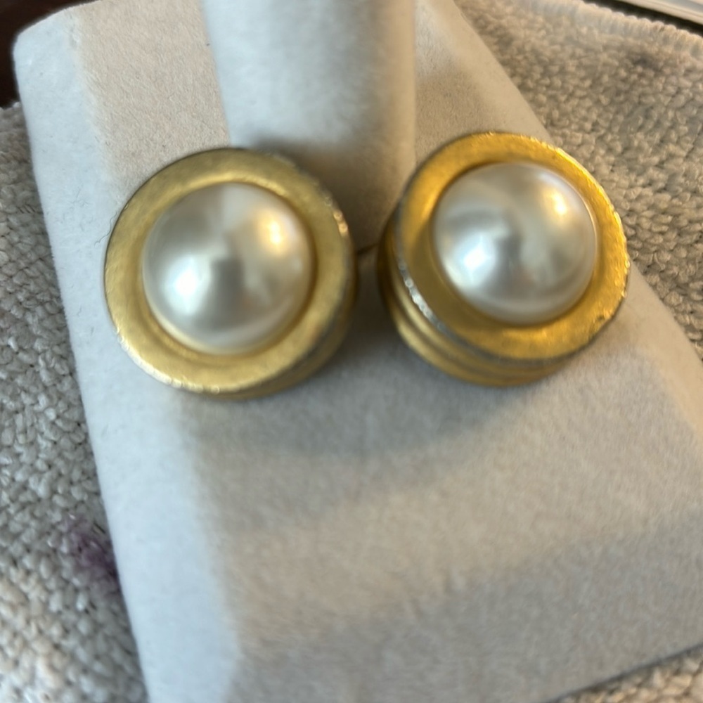 Heavy large pearls with gold encasing clip on